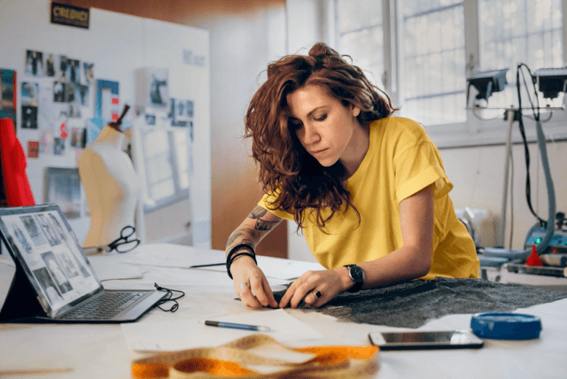 Woman designing clothing
